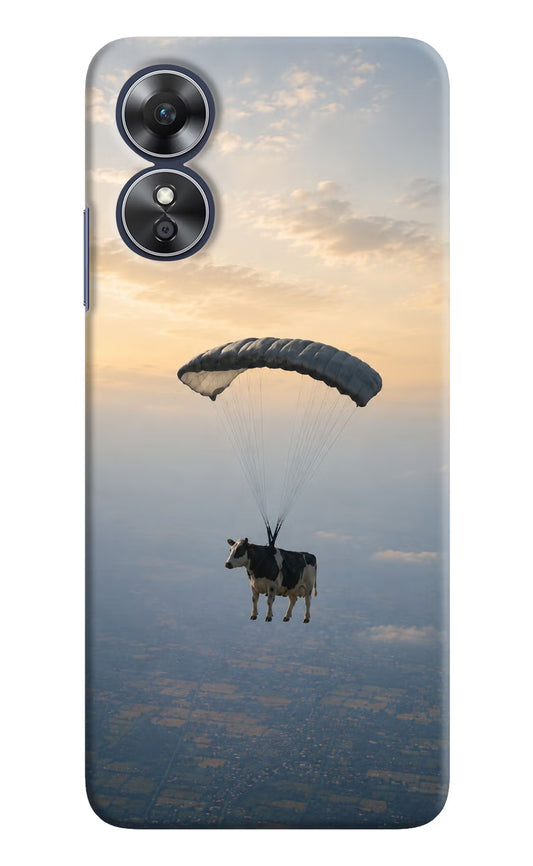 Skydiving Cow Oppo A17 Hard Case Back Cover by Casekaro