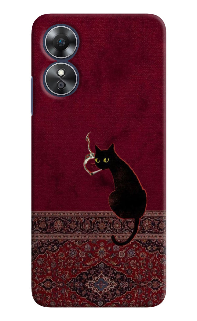 Midnight Cat Oppo A17 Hard Case Back Cover by Casekaro