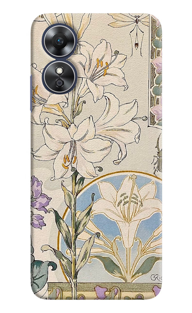 White Lily Oppo A17 Hard Case Back Cover by Casekaro