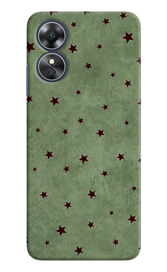 Green Stars Oppo A17 Hard Case Back Cover by Casekaro