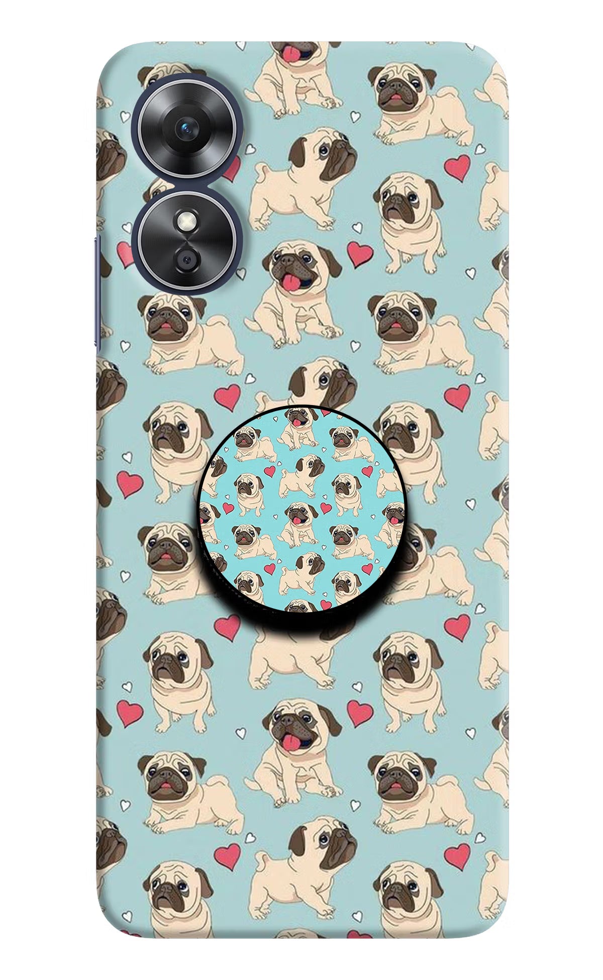 Pug Dog Oppo A17 Pop Case by Casekaro