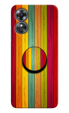 Multicolor Wooden Oppo A17 Pop Case by Casekaro