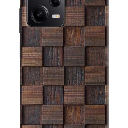 Wooden Cube Design Poco X5 5G Hard Case Back Cover by Casekaro