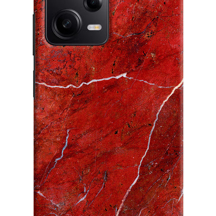 Red Marble Design Poco X5 5G Hard Case Back Cover by Casekaro