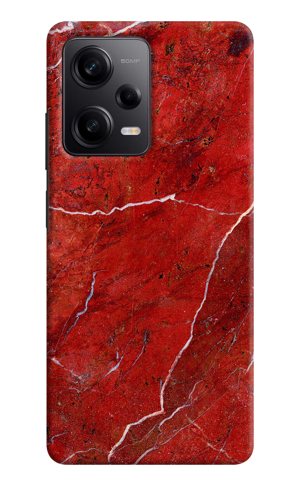 Red Marble Design Poco X5 5G Hard Case Back Cover by Casekaro