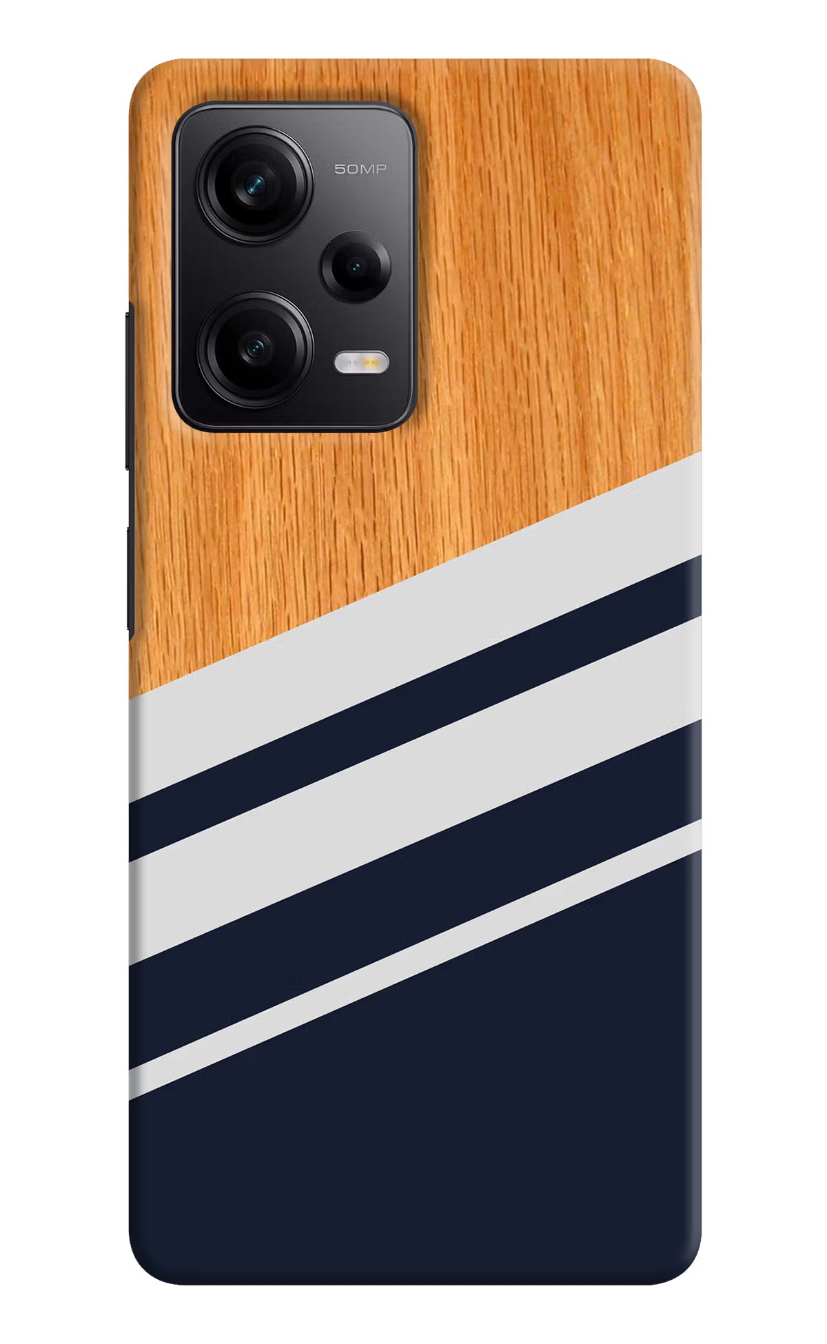 Blue and white wooden Poco X5 5G Hard Case Back Cover by Casekaro