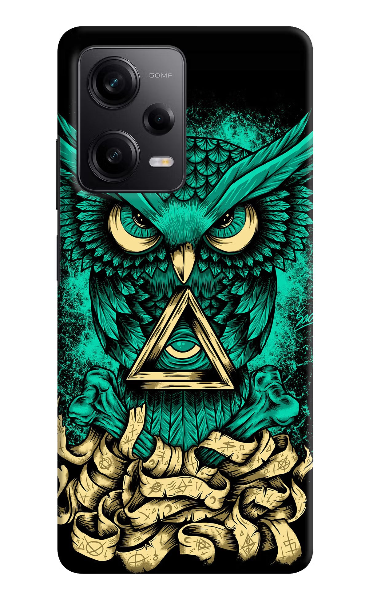 Green Owl Poco X5 5G Hard Case Back Cover by Casekaro