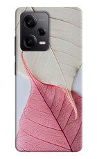 White Pink Leaf Poco X5 5G Hard Case Back Cover by Casekaro
