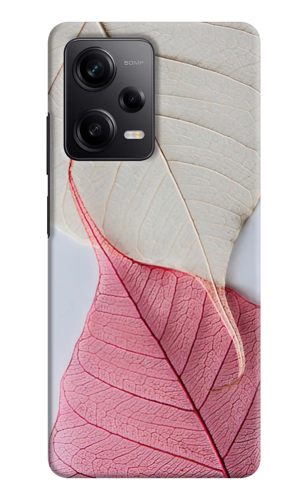 White Pink Leaf Poco X5 5G Hard Case Back Cover by Casekaro