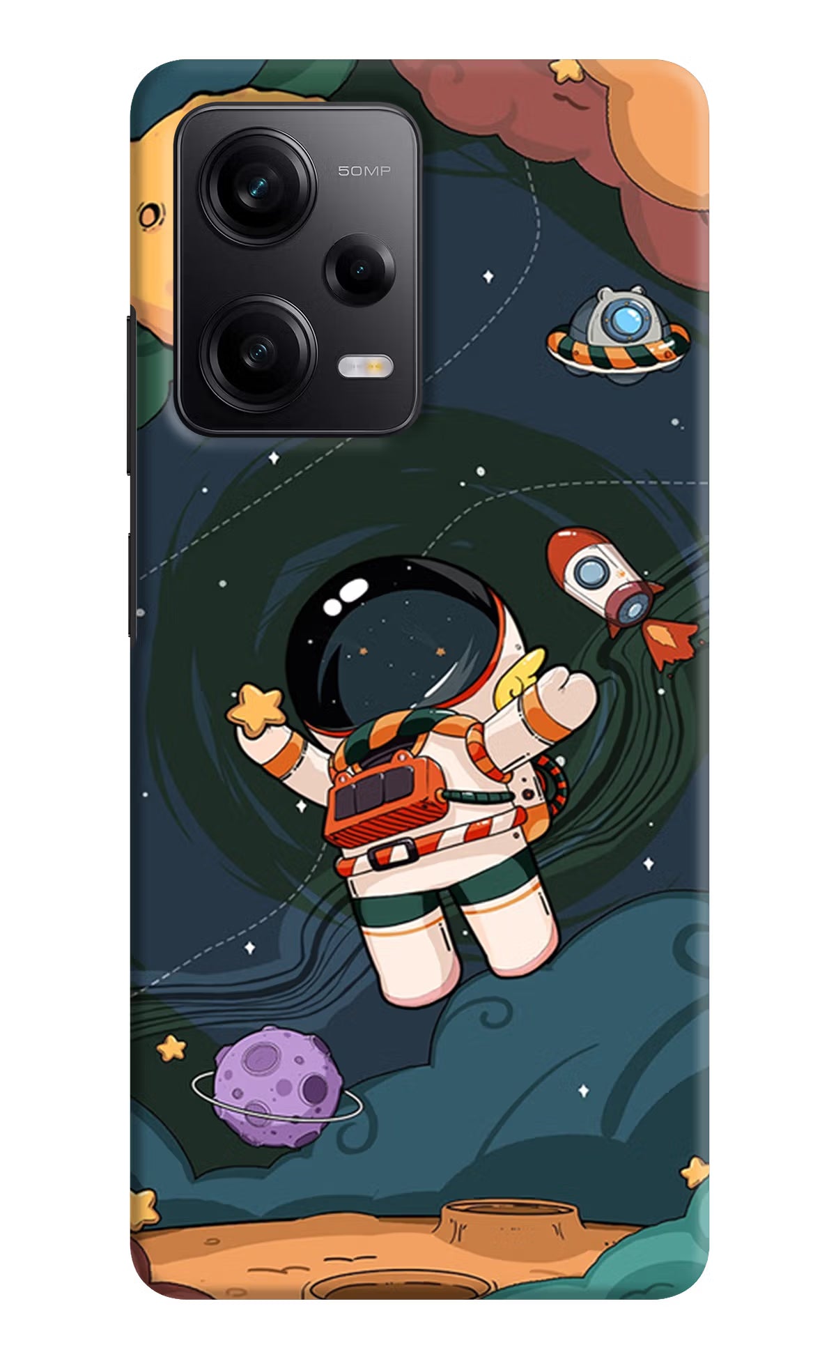Cartoon Astronaut Poco X5 5G Hard Case Back Cover by Casekaro
