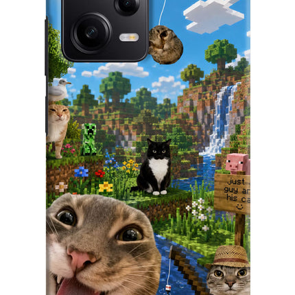Minecraft Cat Chaos Poco X5 5G Hard Case Back Cover by Casekaro