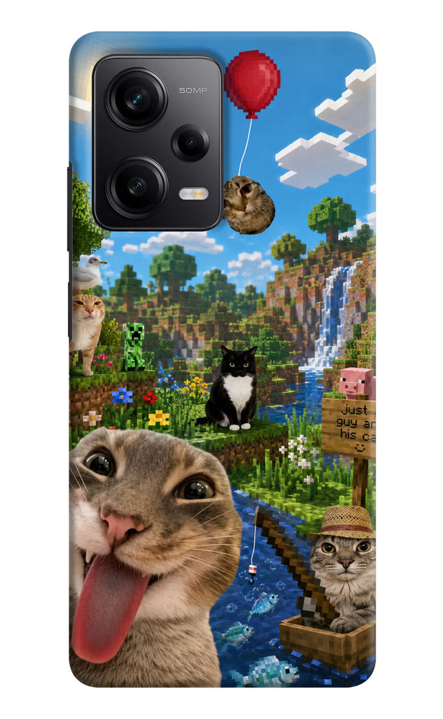Minecraft Cat Chaos Poco X5 5G Hard Case Back Cover by Casekaro