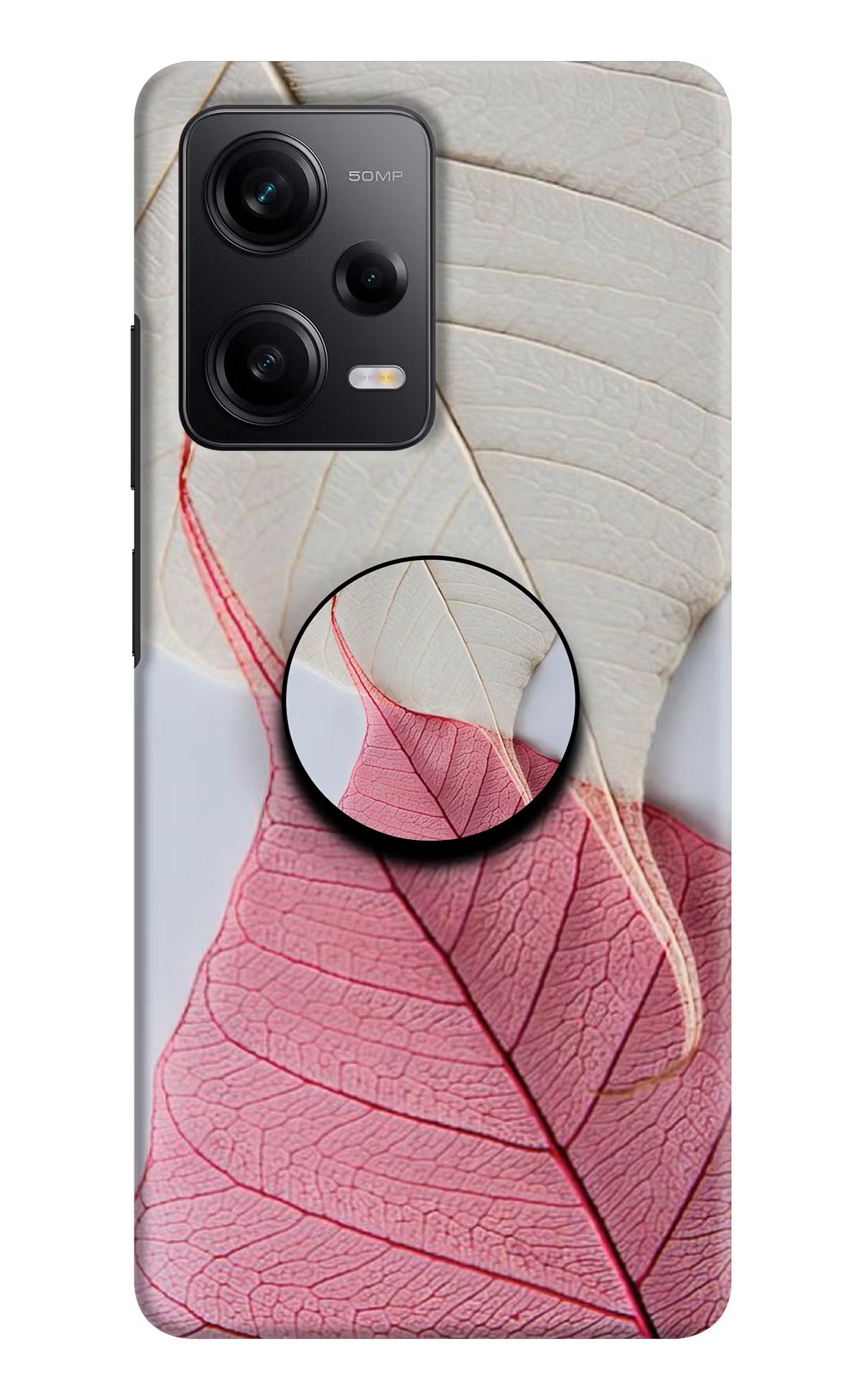 White Pink Leaf Poco X5 5G Pop Case by Casekaro