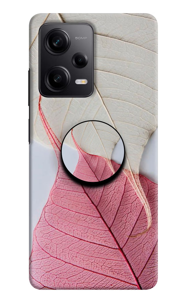 White Pink Leaf Poco X5 5G Pop Case by Casekaro