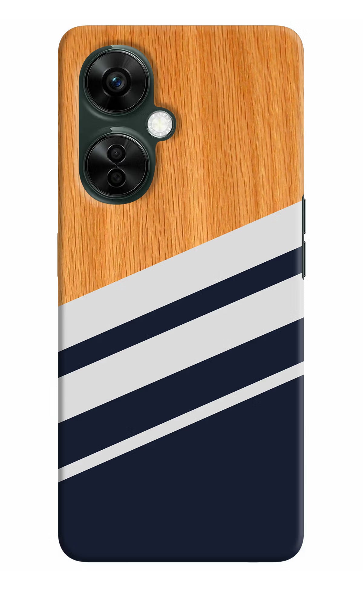 Blue and white wooden OnePlus Nord CE 3 Lite 5G Hard Case Back Cover by Casekaro