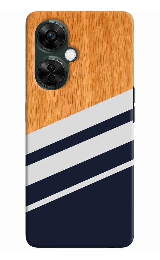 Blue and white wooden OnePlus Nord CE 3 Lite 5G Hard Case Back Cover by Casekaro