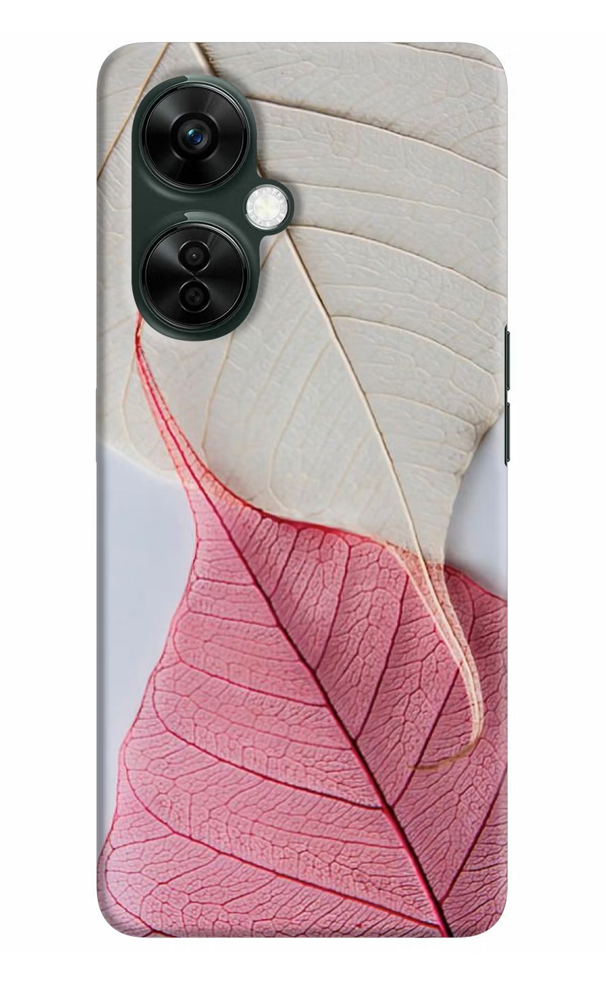 White Pink Leaf OnePlus Nord CE 3 Lite 5G Hard Case Back Cover by Casekaro