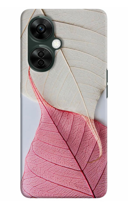 White Pink Leaf OnePlus Nord CE 3 Lite 5G Hard Case Back Cover by Casekaro