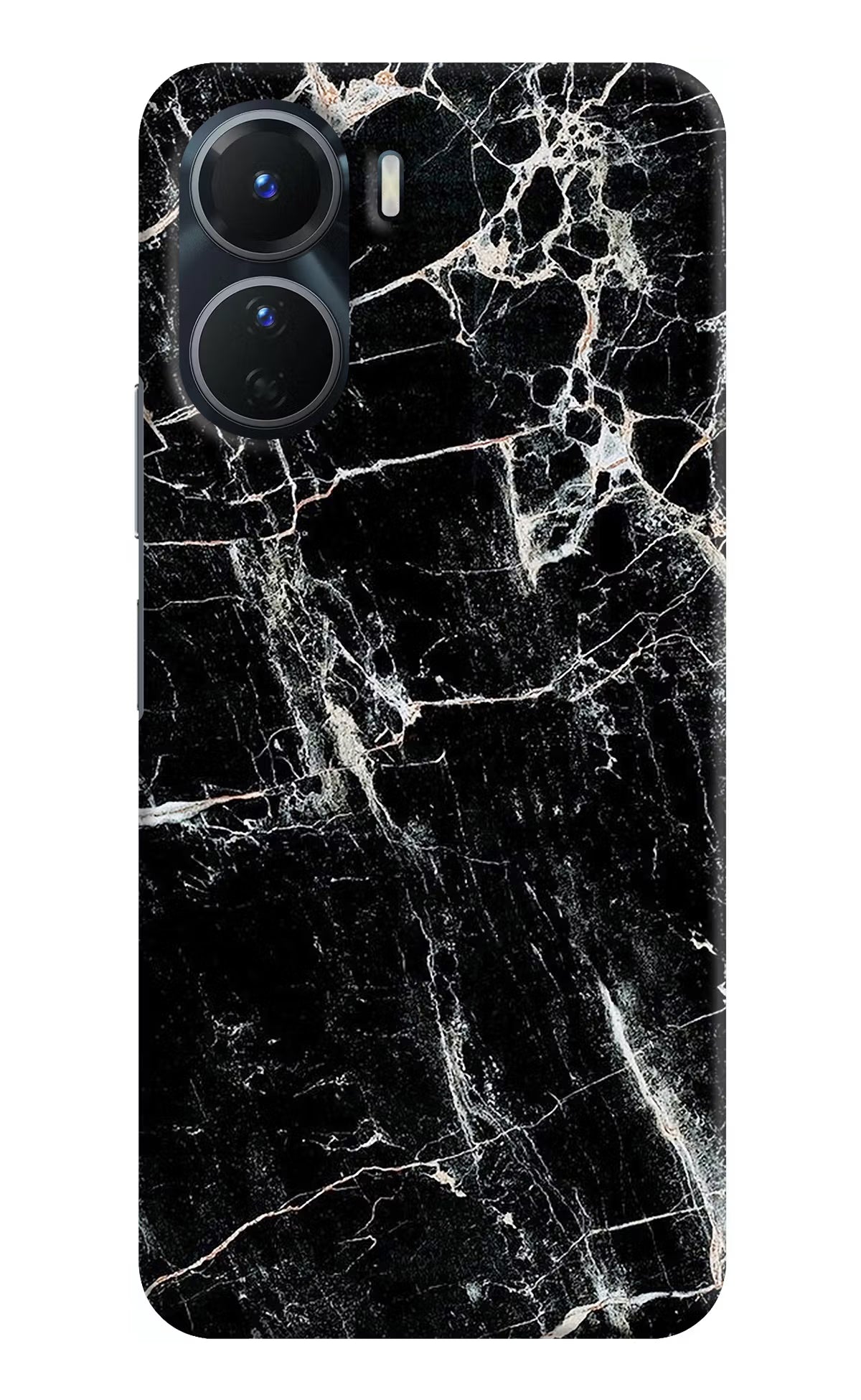 Black Marble Texture Vivo Y56 5G Hard Case Back Cover by Casekaro