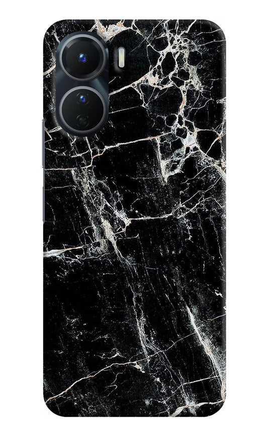 Black Marble Texture Vivo Y56 5G Hard Case Back Cover by Casekaro