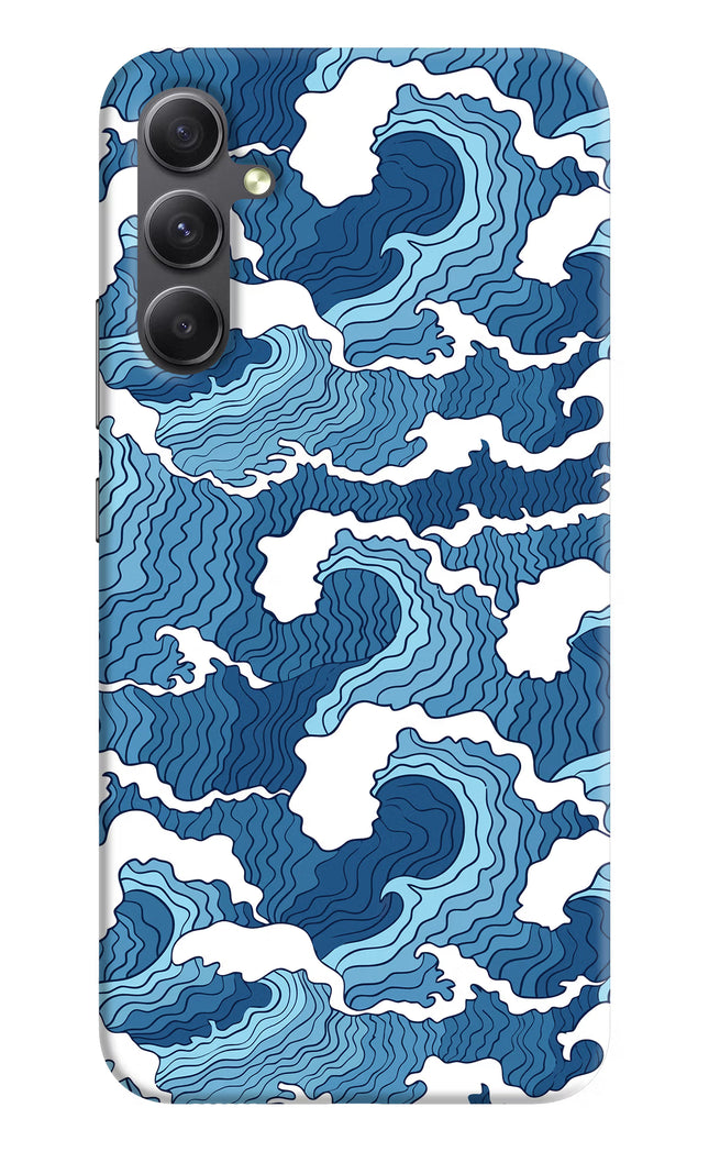 Blue Waves Samsung A34 5G Hard Case Back Cover by Casekaro