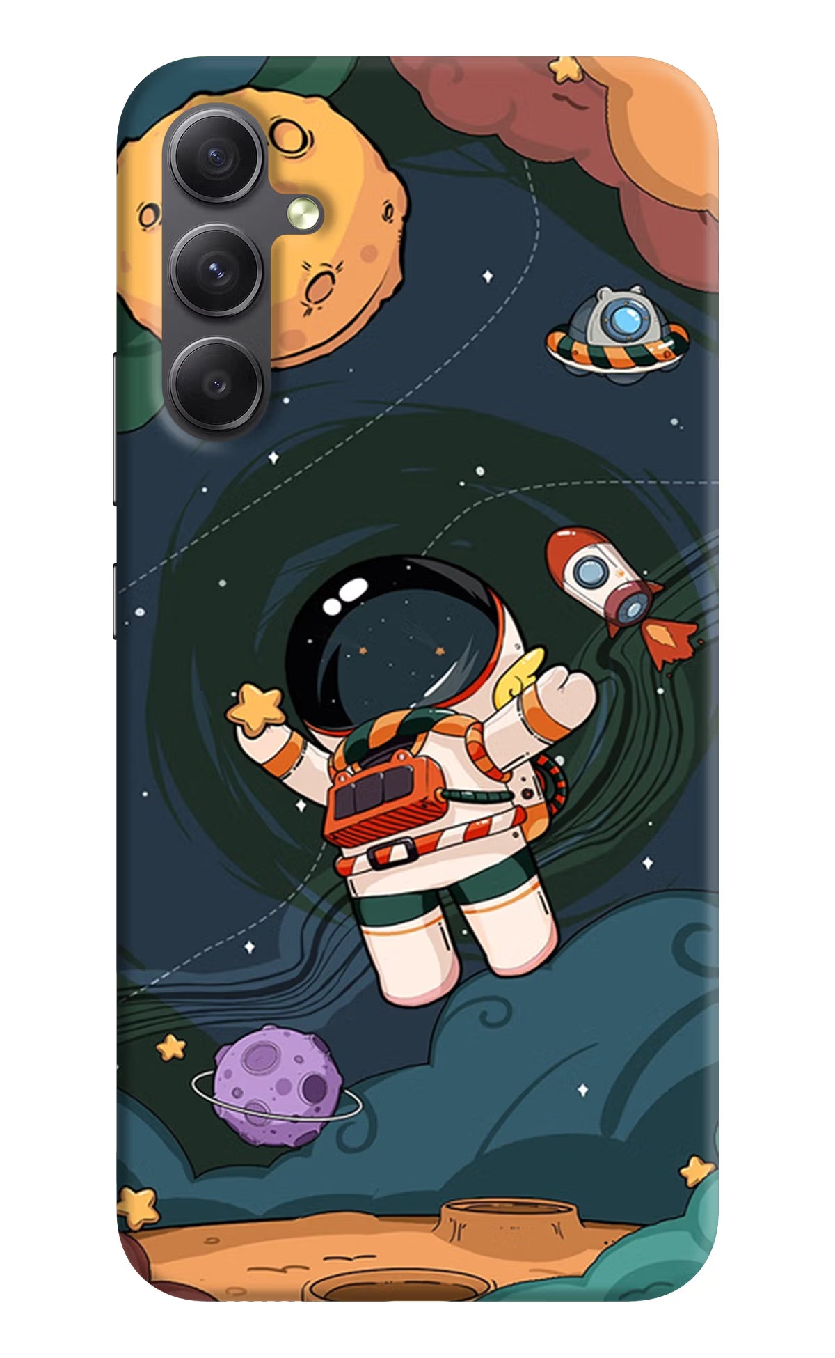 Cartoon Astronaut Samsung A34 5G Hard Case Back Cover by Casekaro