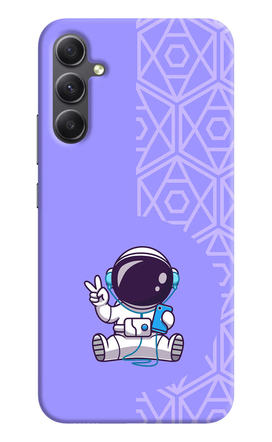Cute Astronaut Chilling Samsung A34 5G Hard Case Back Cover by Casekaro