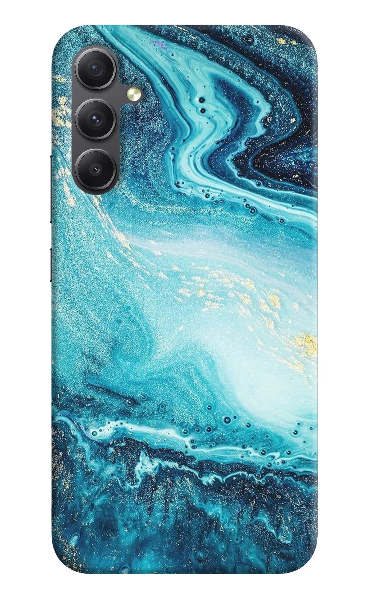 Blue Glitter Marble Samsung A34 5G Hard Case Back Cover by Casekaro