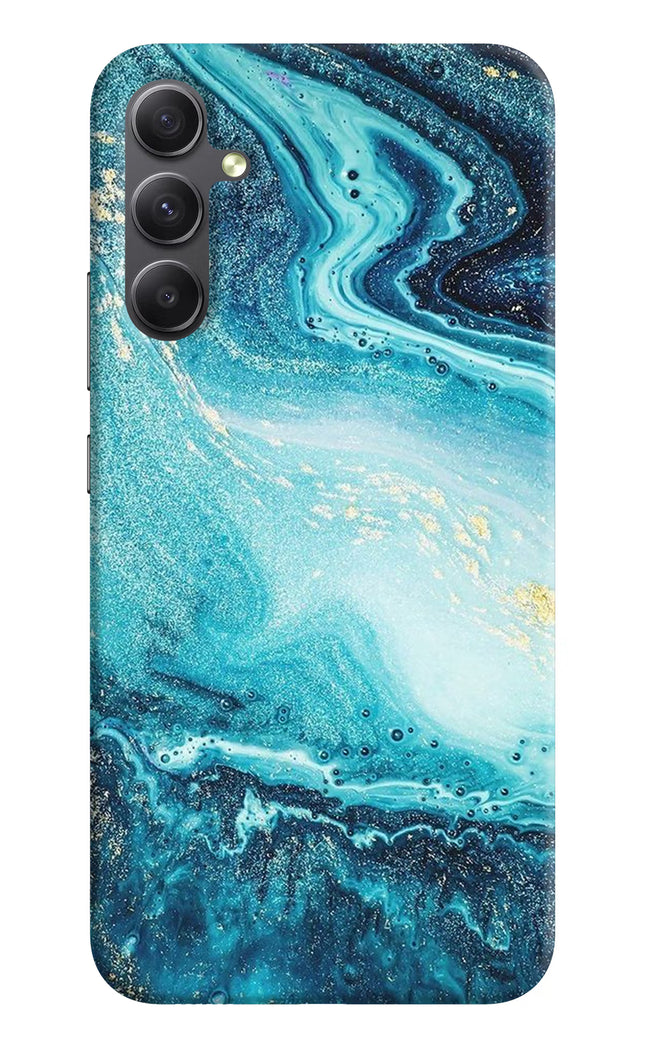 Blue Glitter Marble Samsung A34 5G Hard Case Back Cover by Casekaro