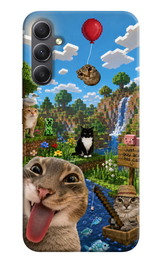 Minecraft Cat Chaos Samsung A34 5G Hard Case Back Cover by Casekaro