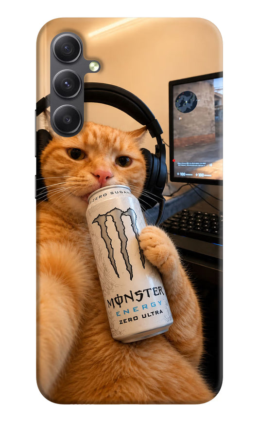 Gamer Cat Energy Samsung A34 5G Hard Case Back Cover by Casekaro