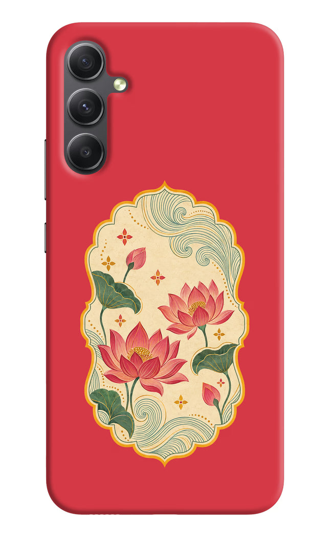 Pink Lotus Samsung A34 5G Hard Case Back Cover by Casekaro