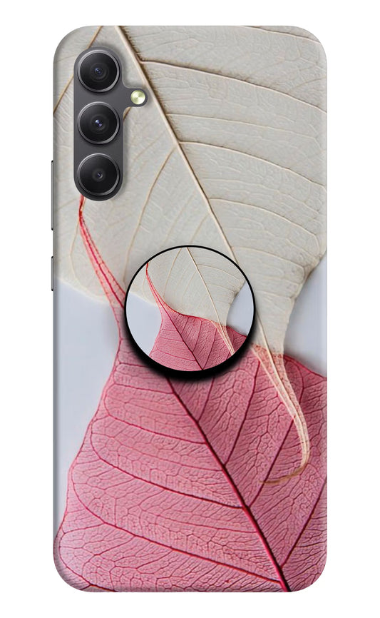 White Pink Leaf Samsung A34 5G Pop Case by Casekaro
