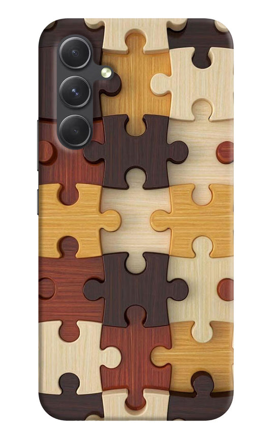 Wooden Puzzle Samsung A54 5G Hard Case Back Cover by Casekaro
