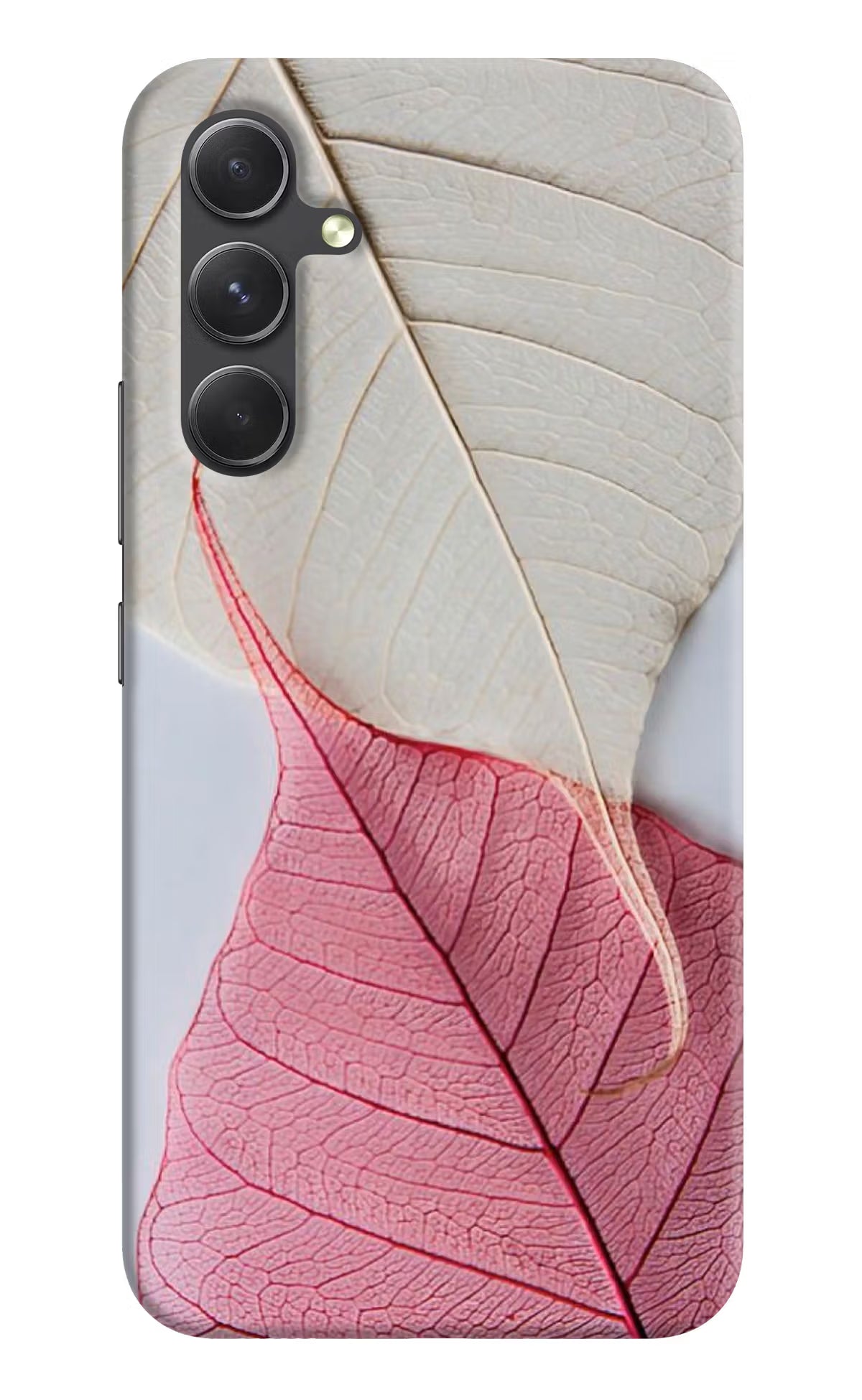 White Pink Leaf Samsung A54 5G Hard Case Back Cover by Casekaro