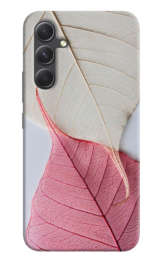 White Pink Leaf Samsung A54 5G Hard Case Back Cover by Casekaro