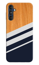Blue and white wooden Samsung M14 4G Hard Case Back Cover by Casekaro