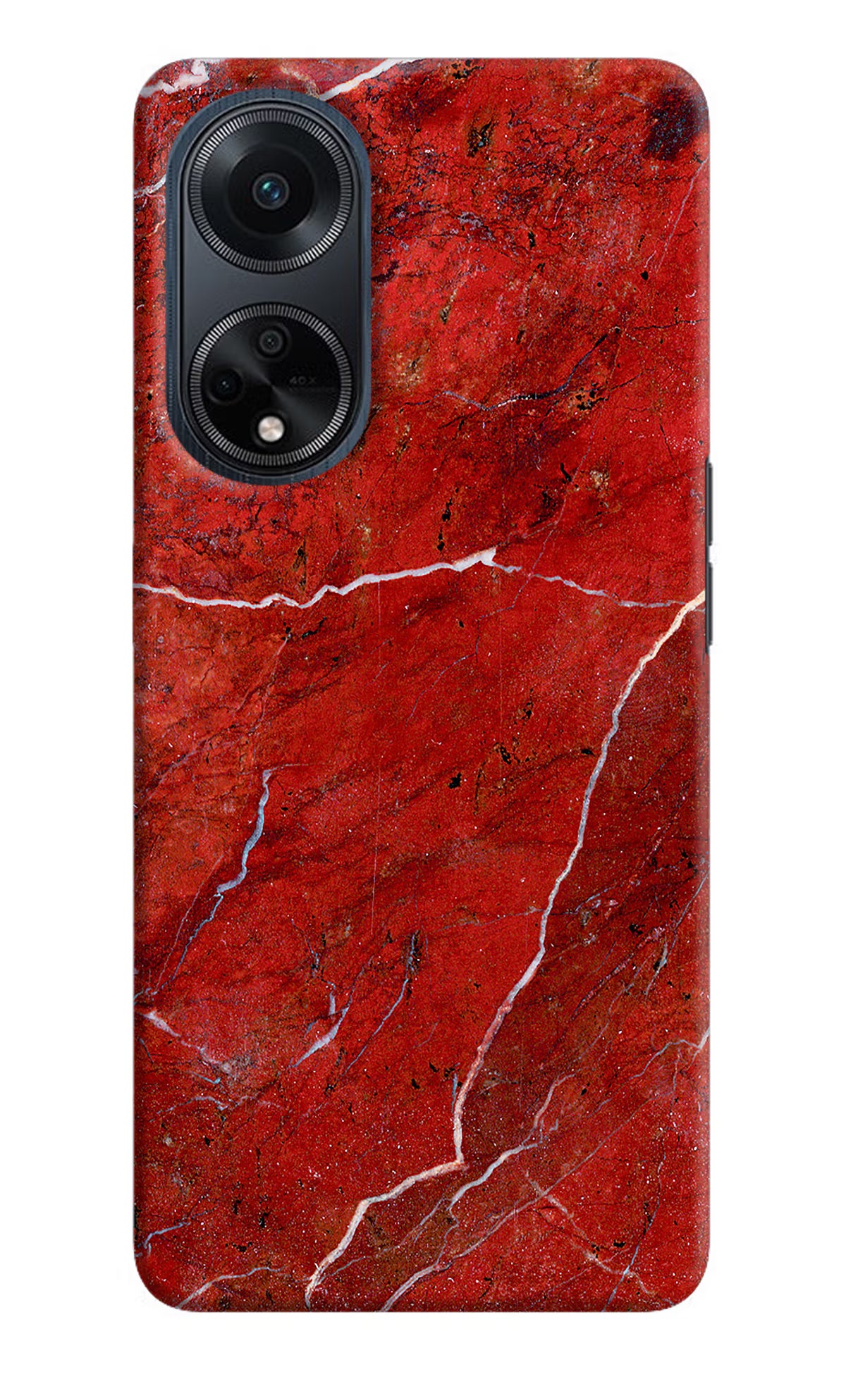 Red Marble Design Oppo F23 Hard Case Back Cover by Casekaro
