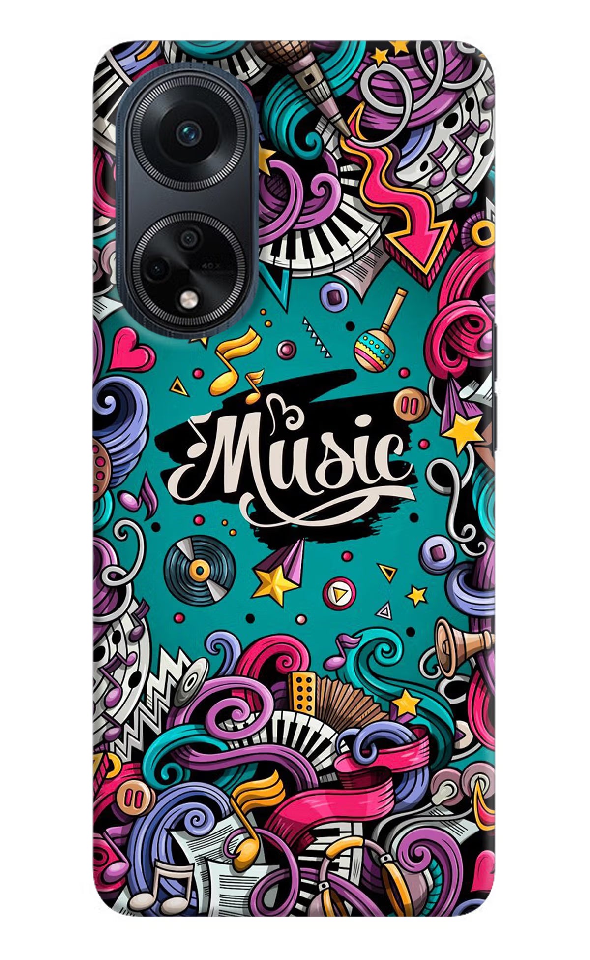Music Graffiti Oppo F23 Hard Case Back Cover by Casekaro