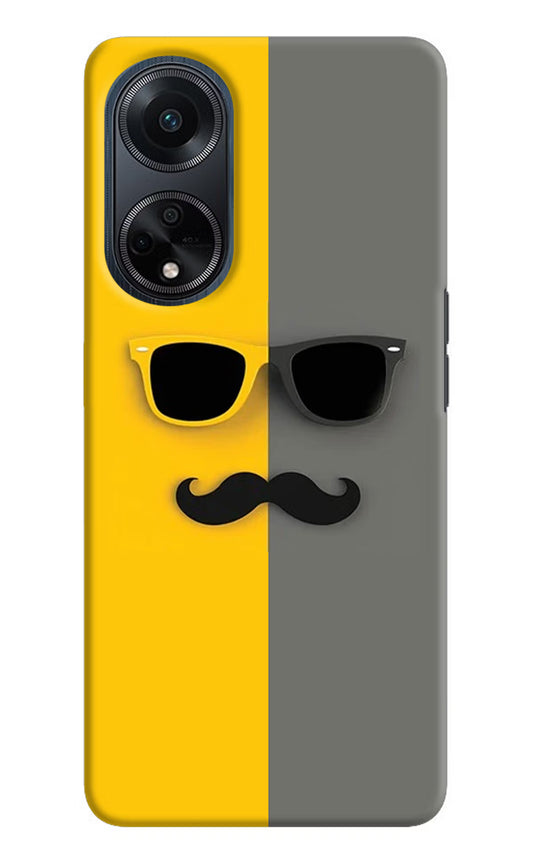 Sunglasses with Mustache Oppo F23 Hard Case Back Cover by Casekaro