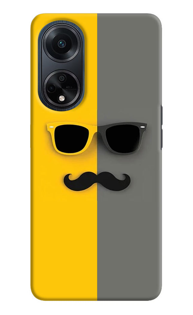 Sunglasses with Mustache Oppo F23 Hard Case Back Cover by Casekaro
