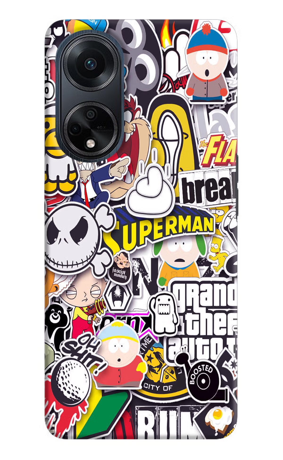 Sticker Bomb Oppo F23 Hard Case Back Cover by Casekaro