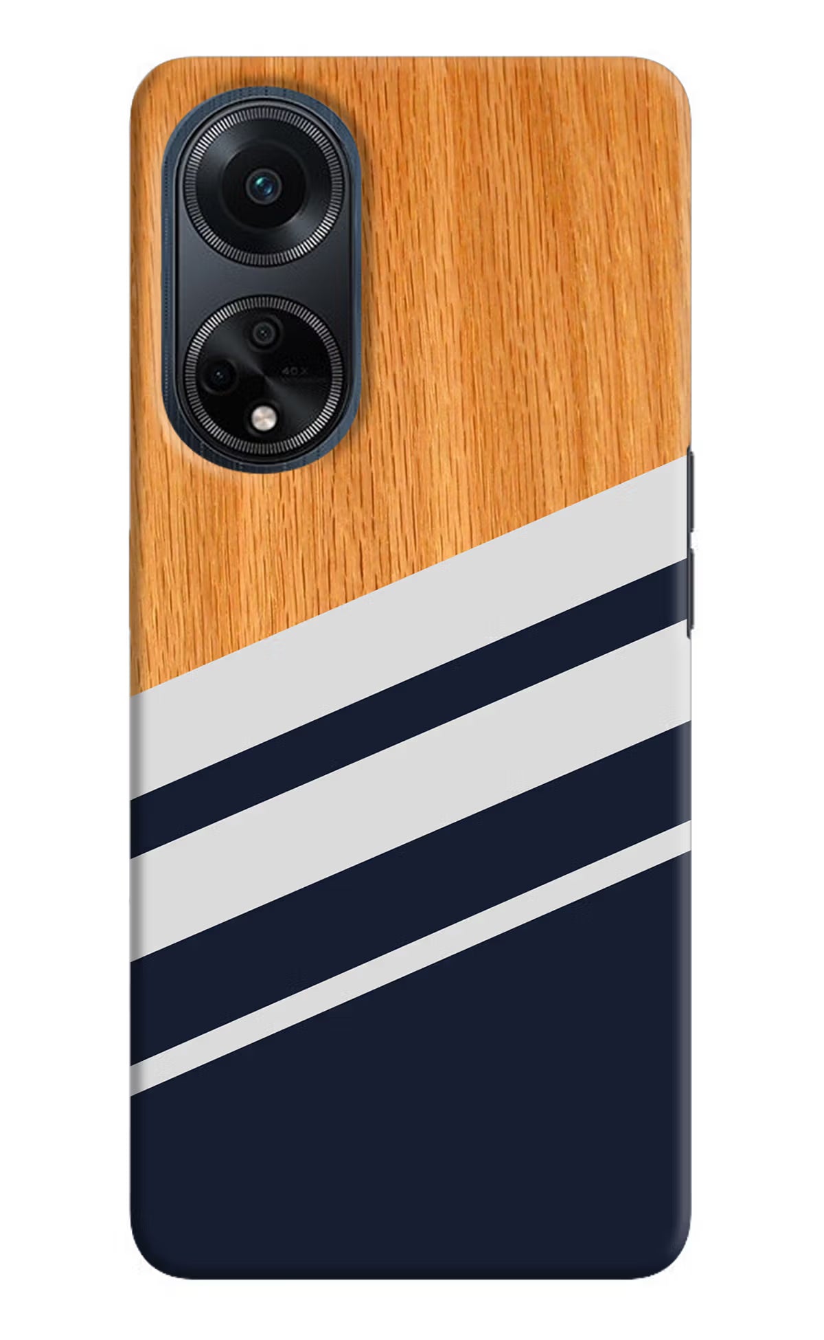 Blue and white wooden Oppo F23 Hard Case Back Cover by Casekaro