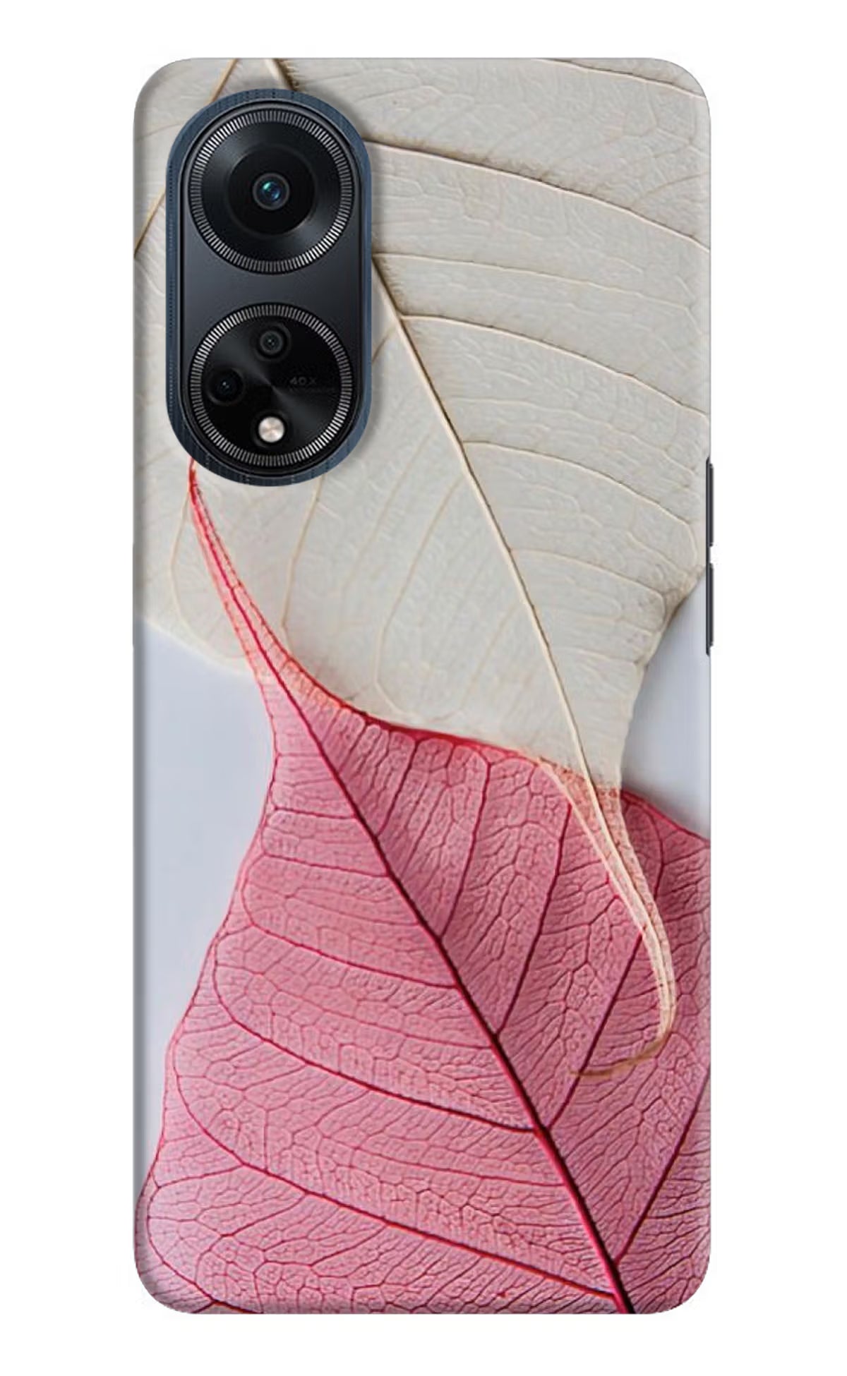 White Pink Leaf Oppo F23 Hard Case Back Cover by Casekaro