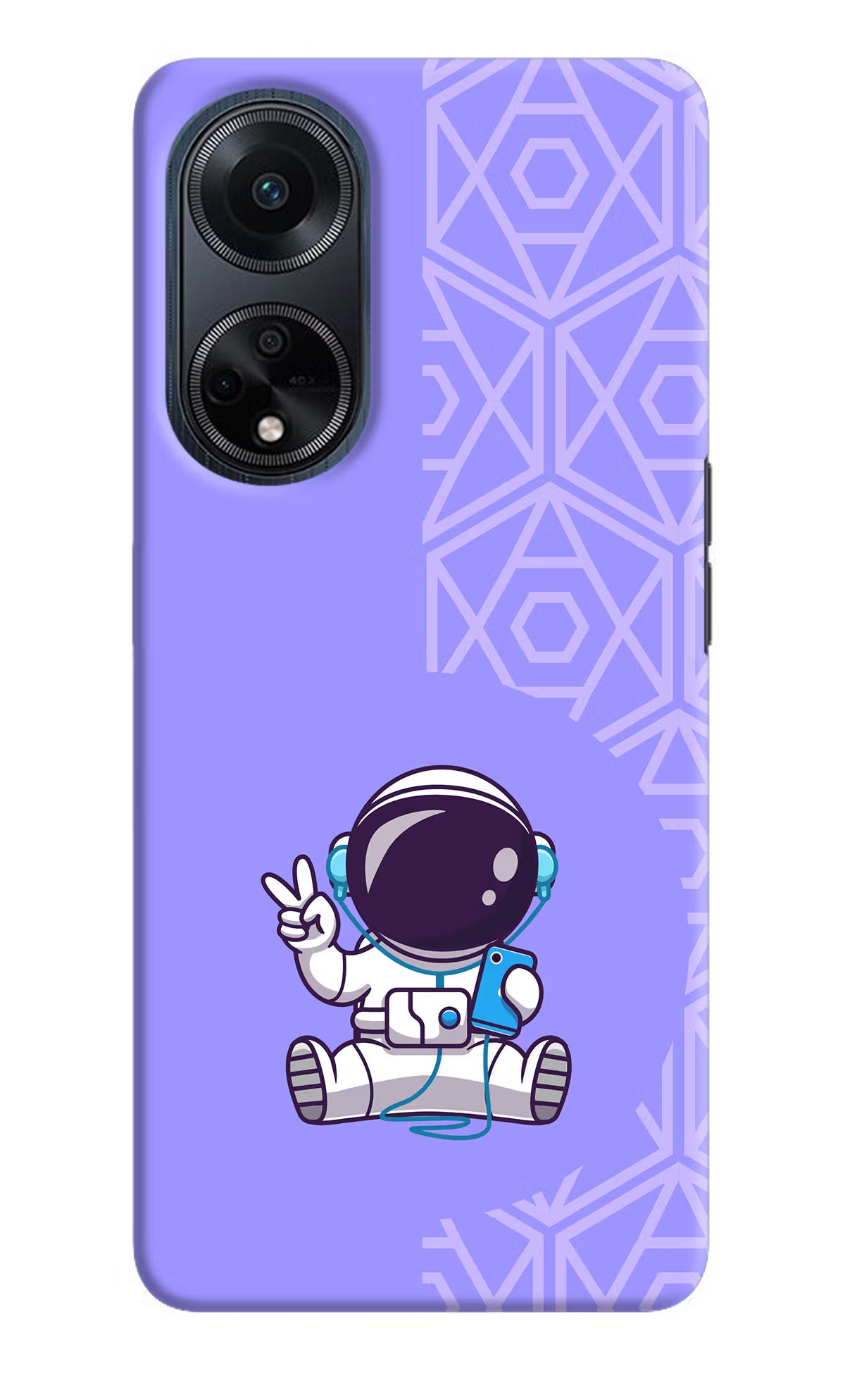Cute Astronaut Chilling Oppo F23 Hard Case Back Cover by Casekaro