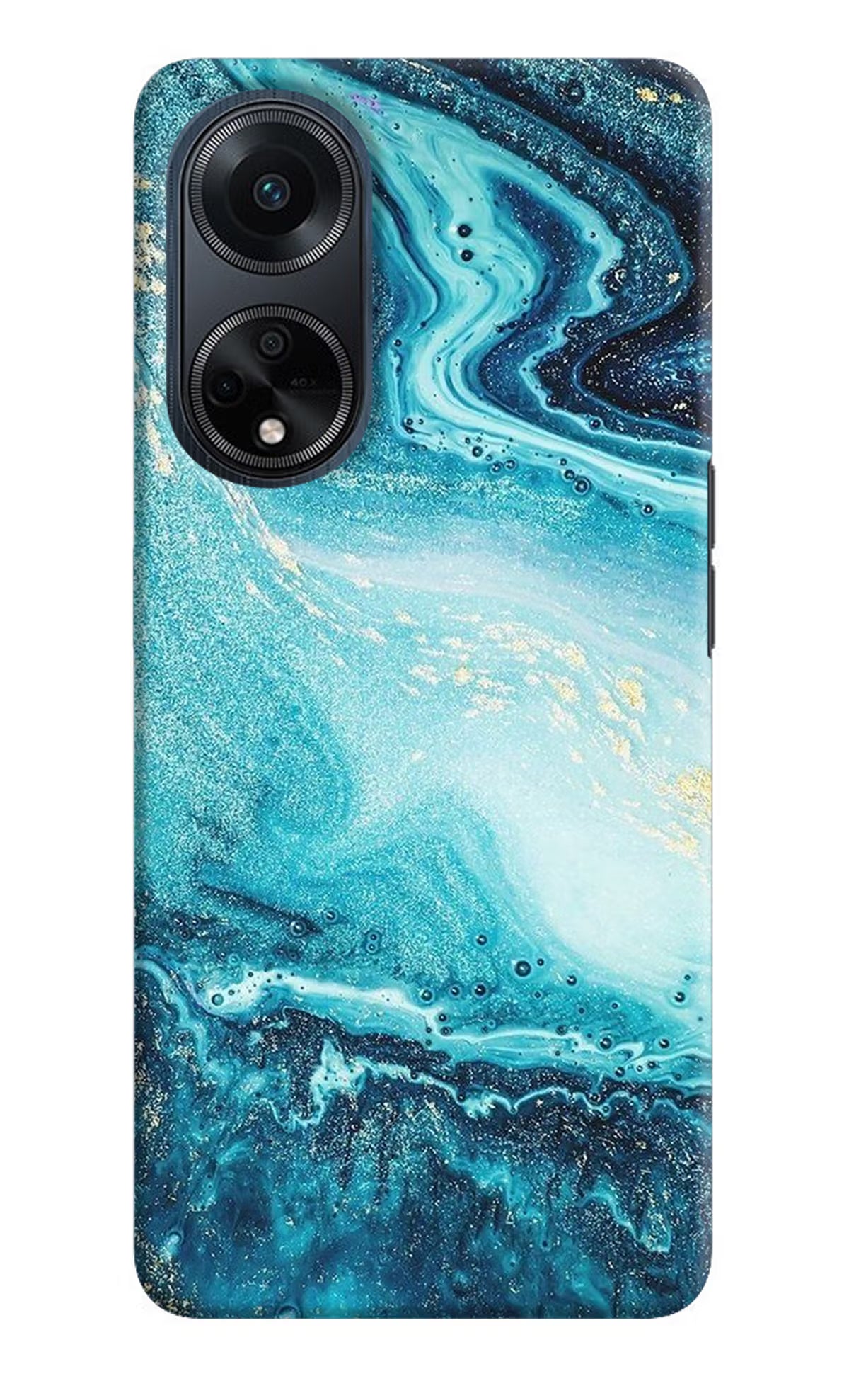 Blue Glitter Marble Oppo F23 Hard Case Back Cover by Casekaro