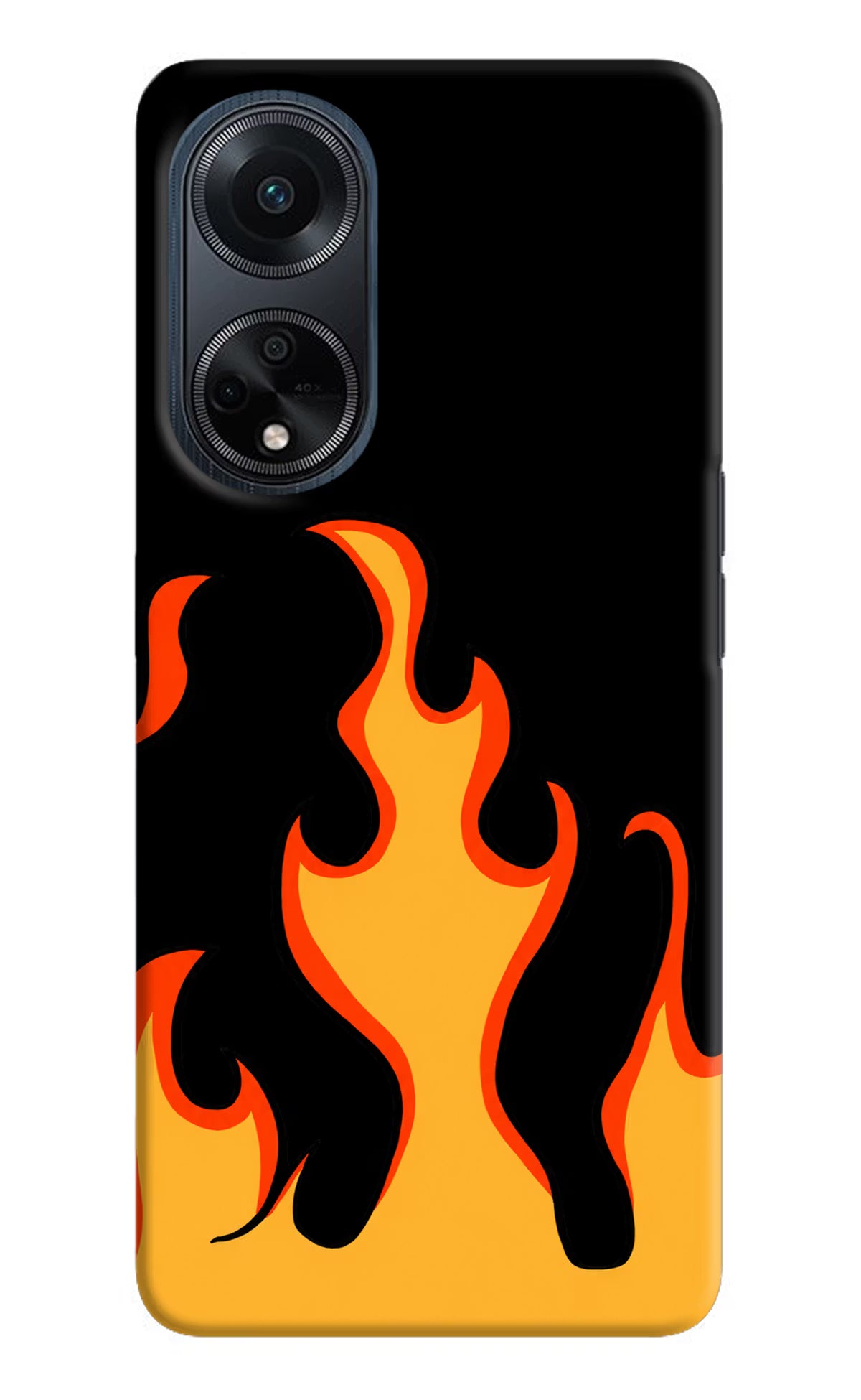 Fired Up – Black Oppo F23 Hard Case Back Cover by Casekaro