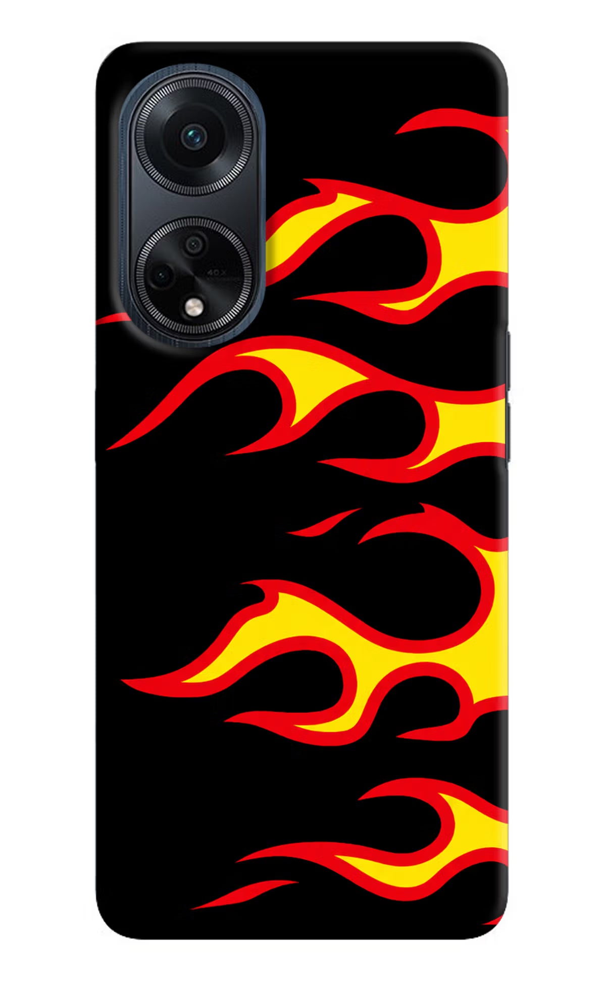 Side Sweep Flames Oppo F23 Hard Case Back Cover by Casekaro