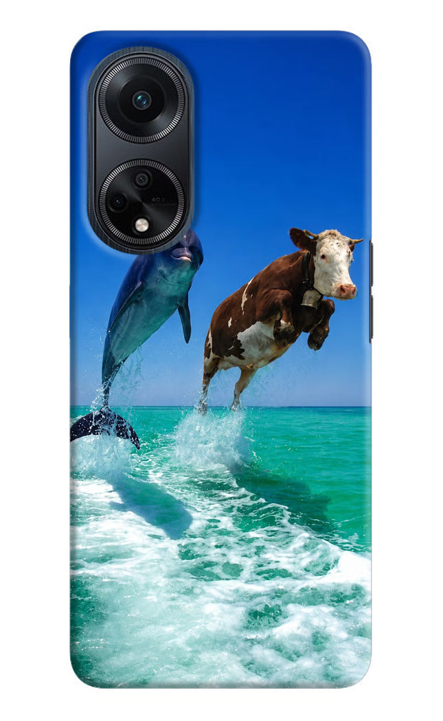 Dolphin vs Cow Oppo F23 Hard Case Back Cover by Casekaro