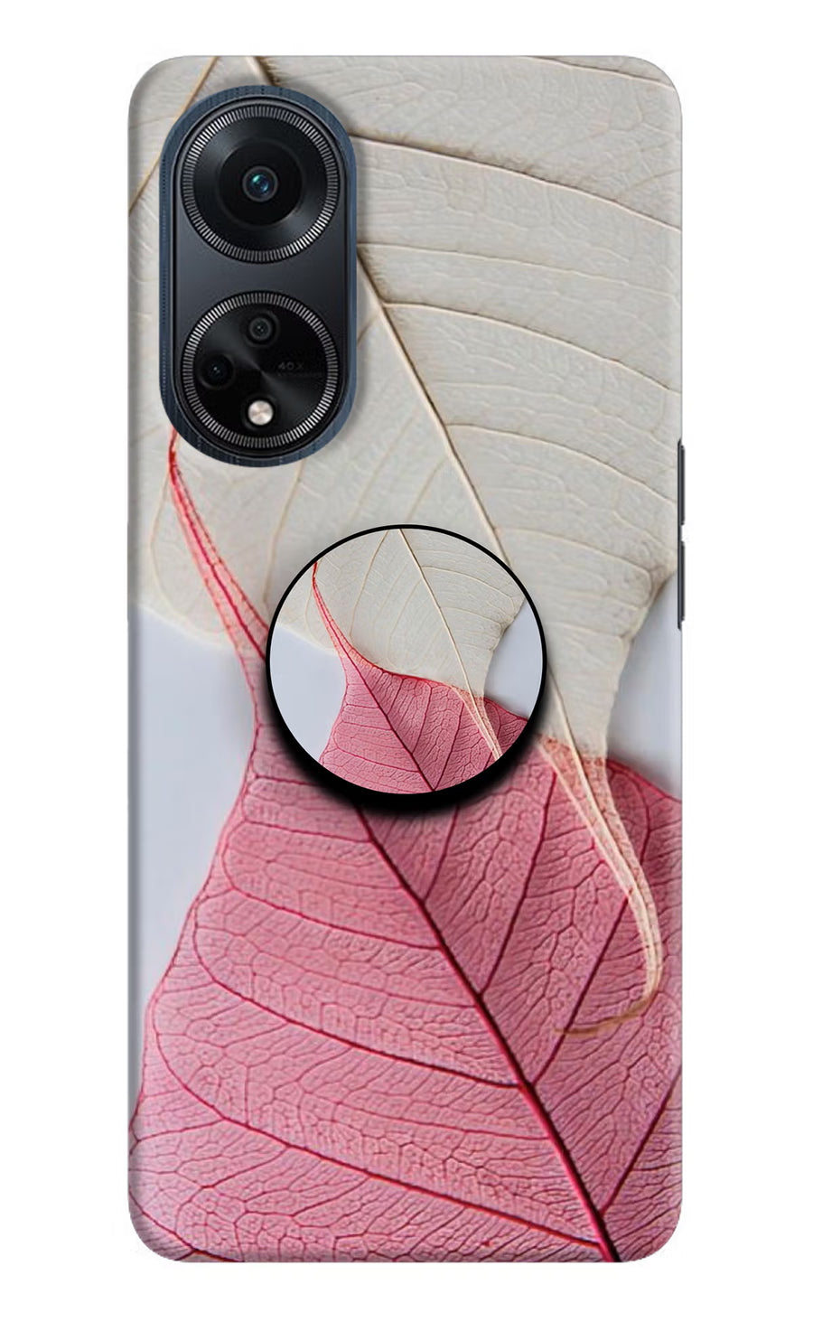 White Pink Leaf Oppo F23 Pop Case, Hard case